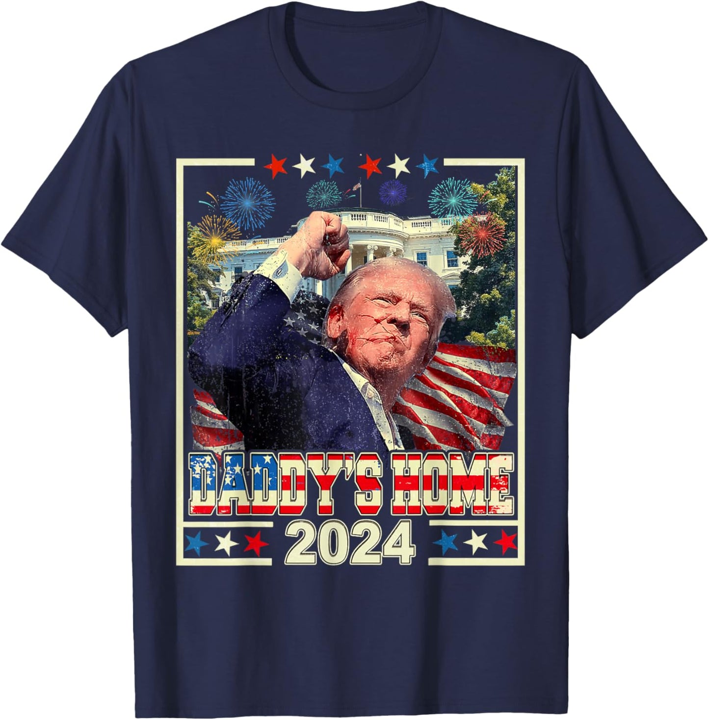 Trump 2024 Take America Back Daddy's Home Trump Pink 2024 T-Shirt - T-Shirt | Navy