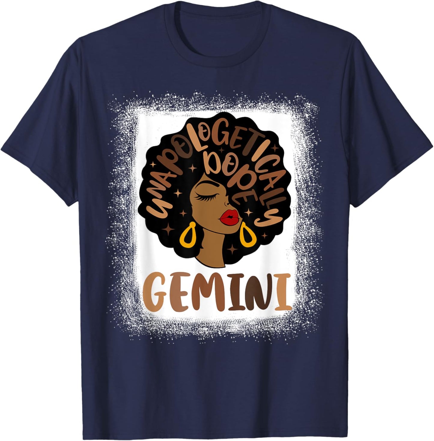 Unapologetically Dope Gemini Bleached Black Woman T-Shirt - T-Shirt | Navy