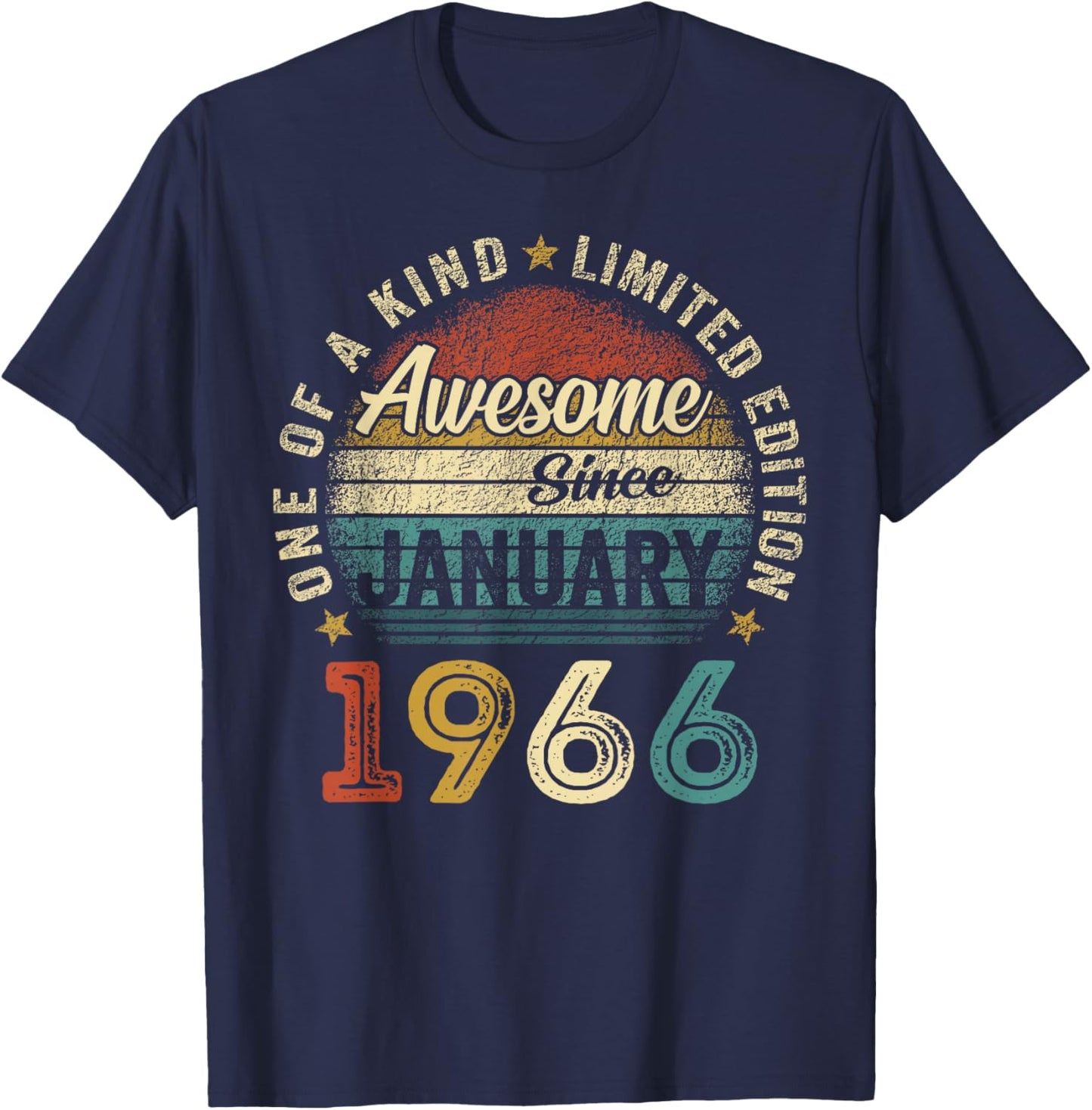 Awesome since January 1966 60 Year Old 60th Birthday Men Dad T-Shirt - T-Shirt | Navy