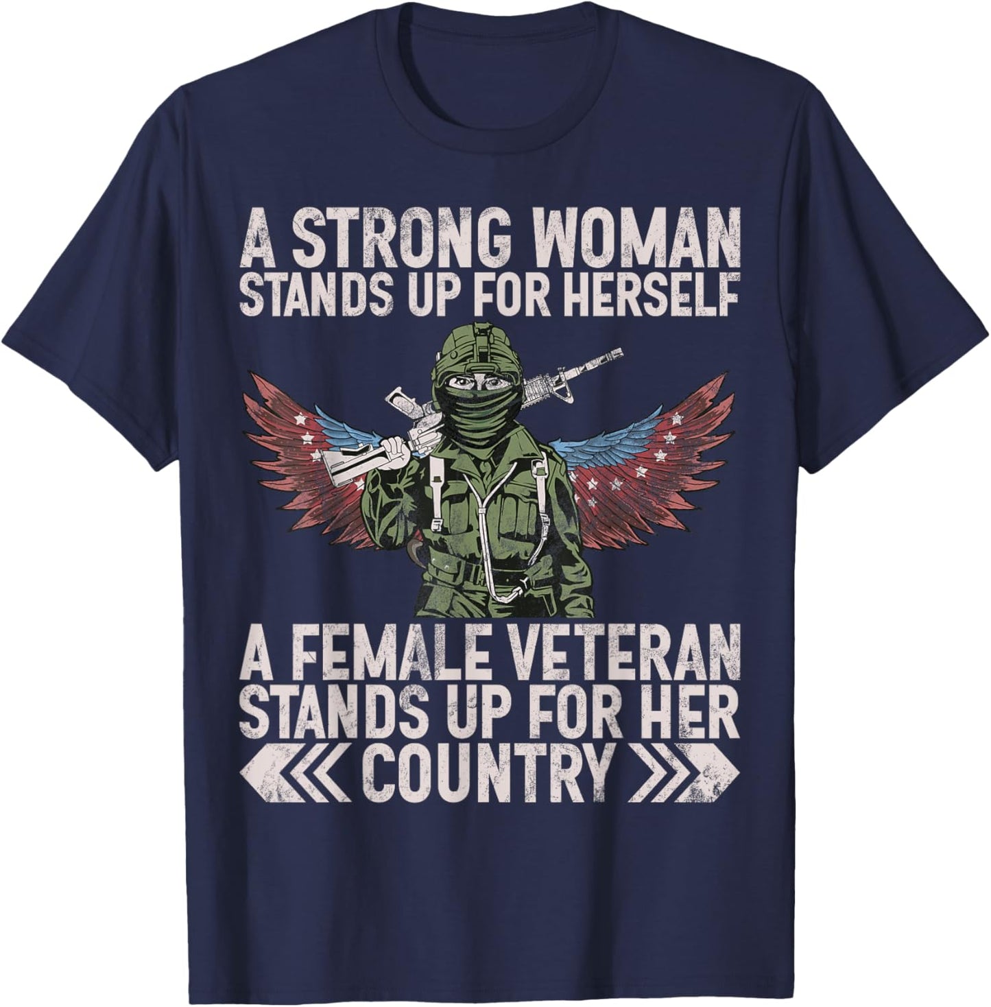 Female Veteran Veteran's Day Women Veteran Soldier Patriotic T-Shirt - T-Shirt | Navy
