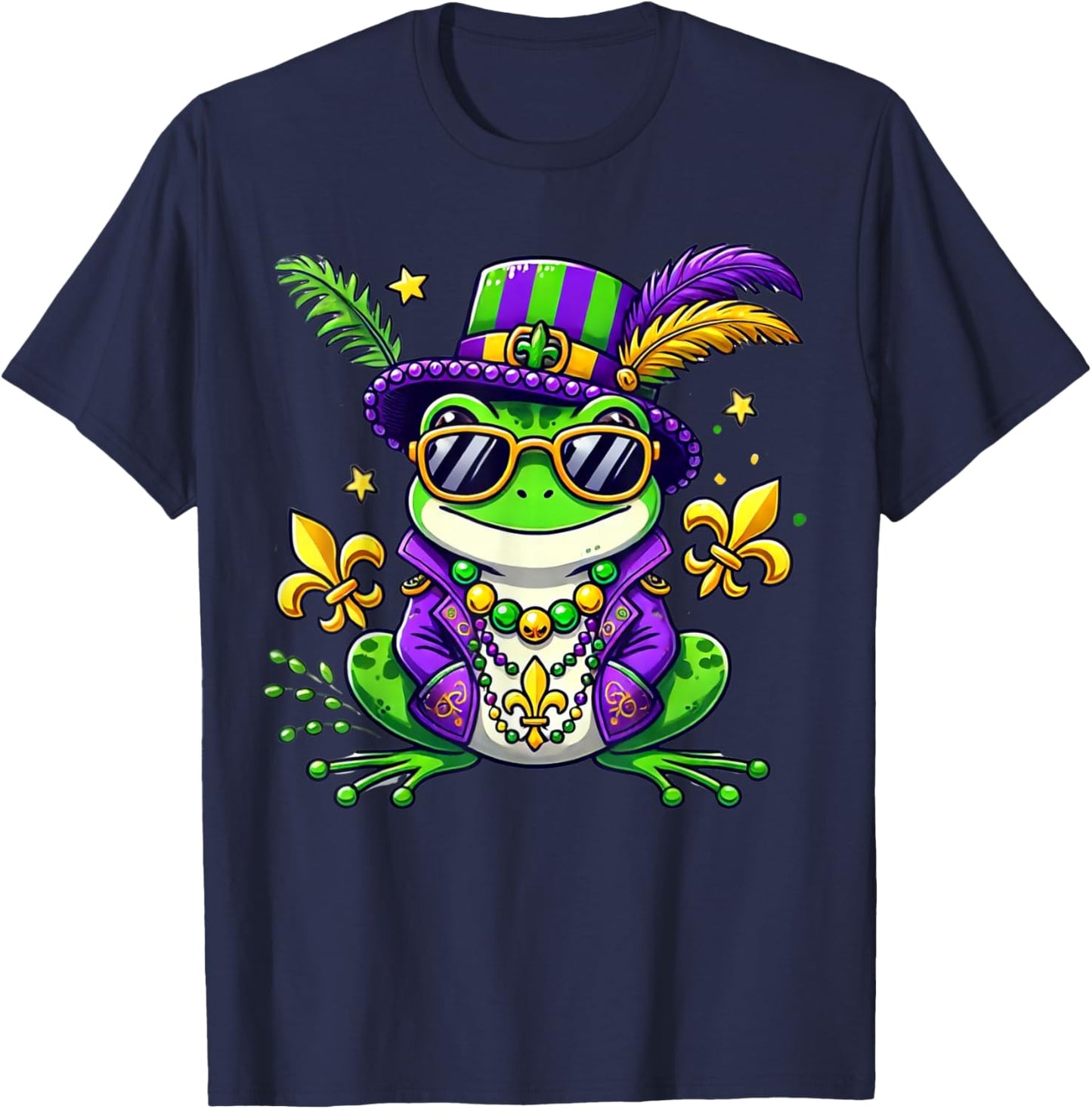 Funny Frog Mardi Gras Costume Men Women Kids Party T-Shirt - T-Shirt | Navy