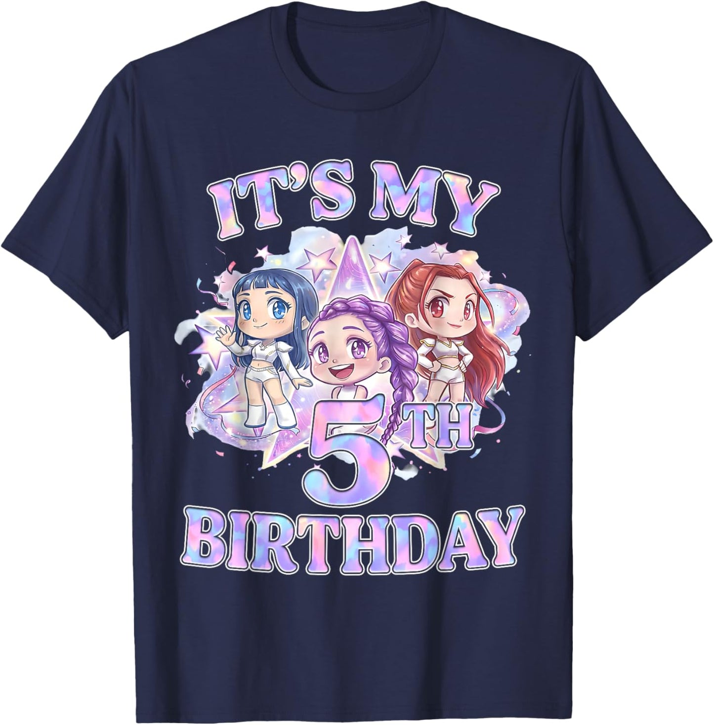 5 Years Old Birthday K pop Kids 5th Bday Girls K-pop T-Shirt - T-Shirt | Navy