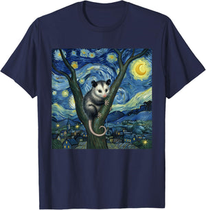 Opossum Van Gogh Starry Night T-Shirt - T-Shirt | Navy