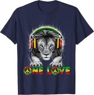 Rasta Reggae Lion Of Judah Rastafari Roots Jamaican Pride T-Shirt - T-Shirt | Navy