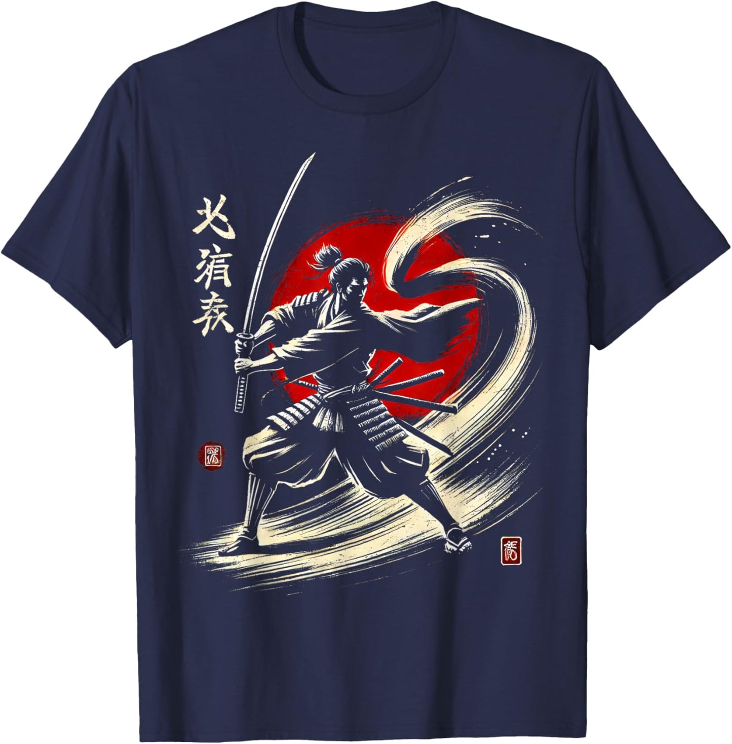 Japanese Warrior Samurai Ninja Japan Men Women Kids T-Shirt - T-Shirt | Navy