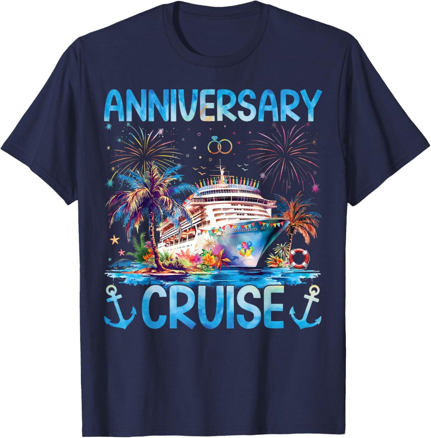 Husband And Wife It's Our Couple Matching Anniversary Cruise T-Shirt - T-Shirt | Navy