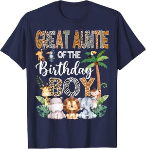 Great Auntie Of The Birthday Boy Safari Jungle Bday Party T-Shirt - T-Shirt | Navy