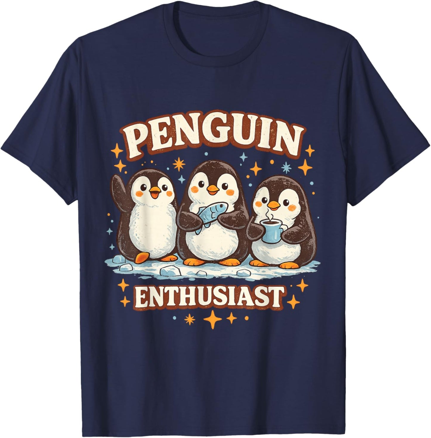 Penguin Enthusiast Cute Penguin Lover Funny Animal Graphic T-Shirt - T-Shirt | Navy
