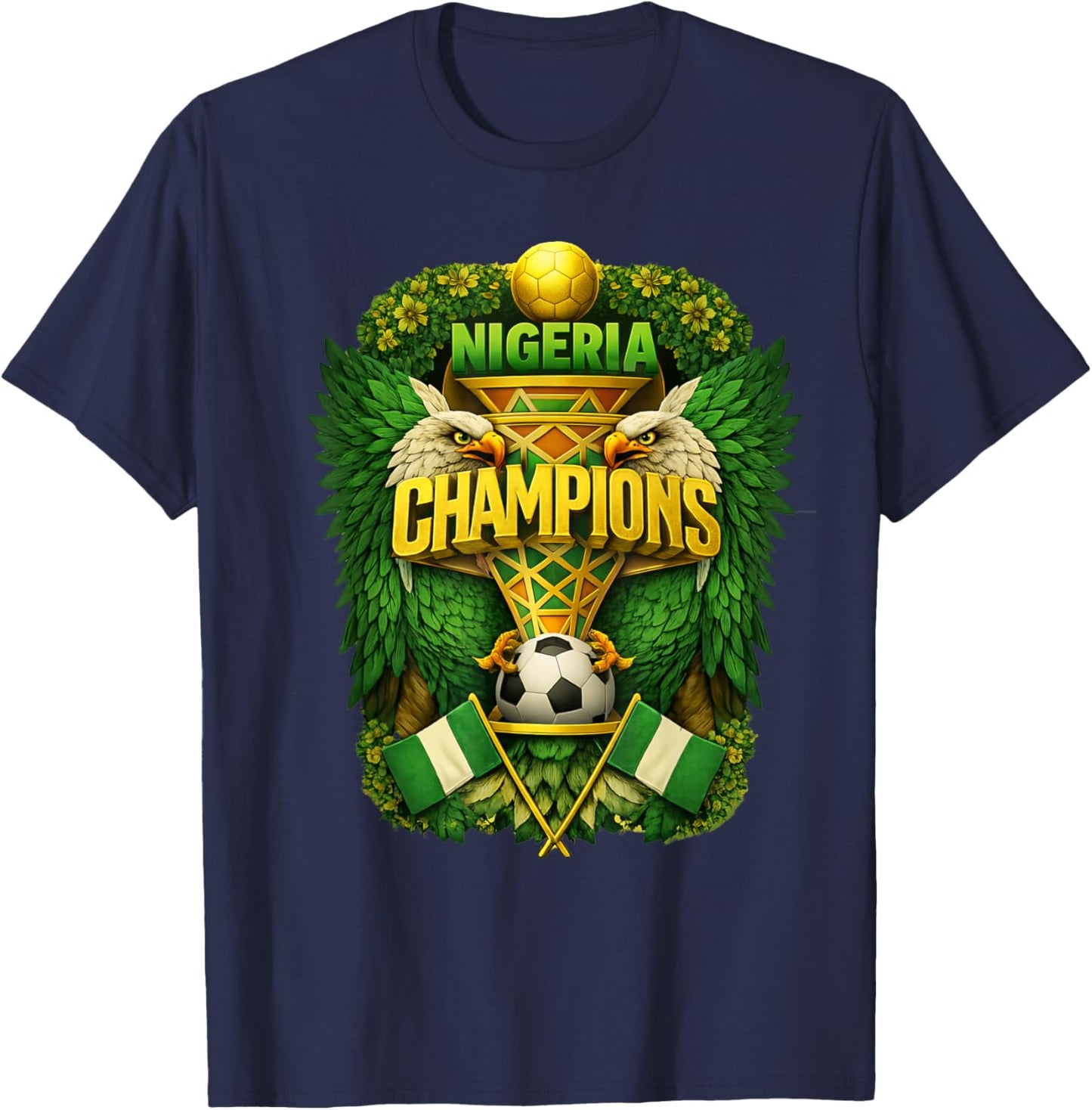 Nigeria Football Jersey Nigerian Eagle Supporter Super Eagl T-Shirt - T-Shirt | Navy
