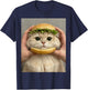 Cat Hamburger Bun Cute Funny Food Meme Fluffy Adorable T-Shirt - T-Shirt | Navy