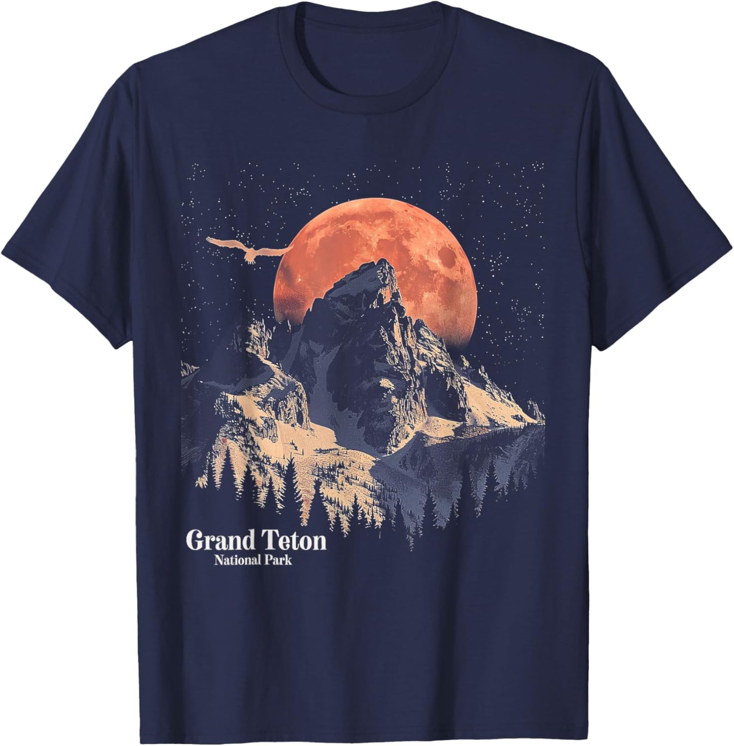 Grand Teton - US National Park Vintage Men Women Kids Retro T-Shirt - T-Shirt | Navy