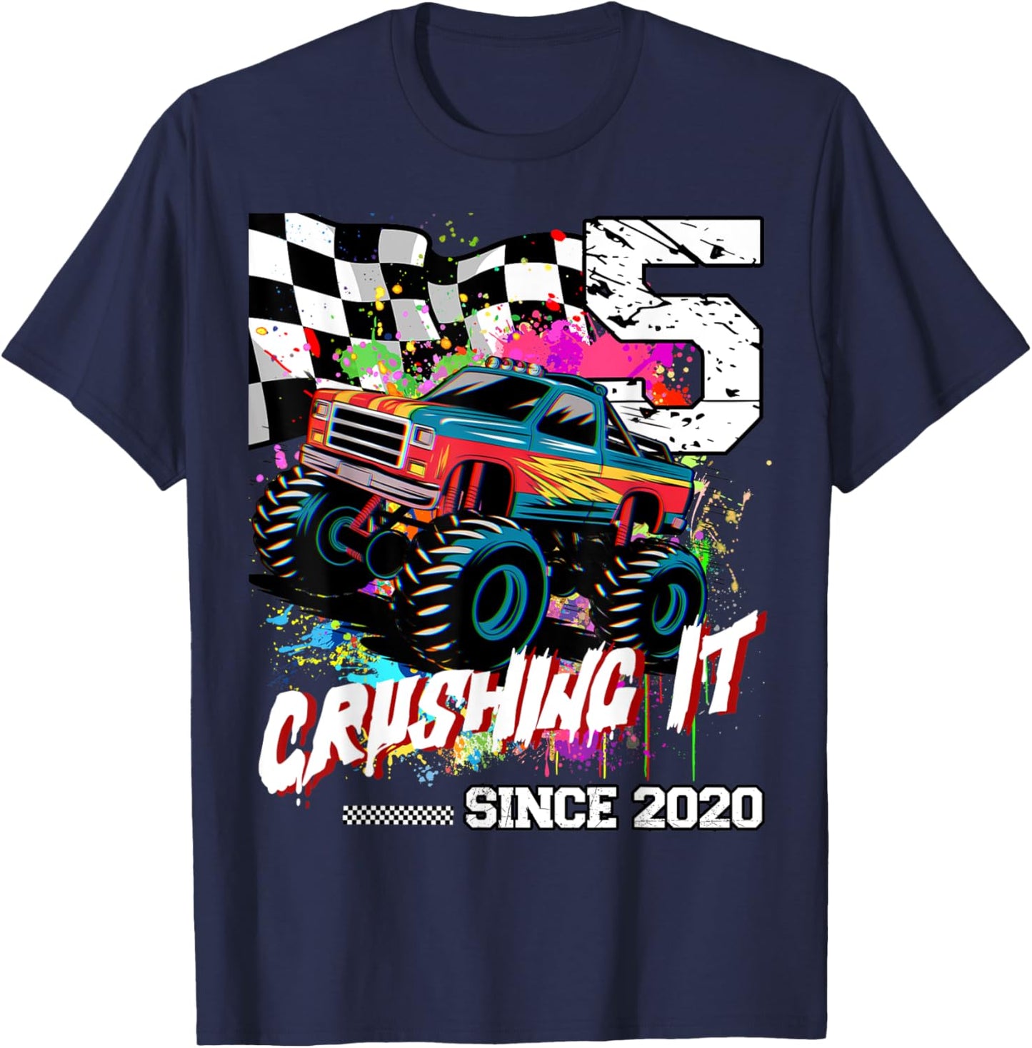 Birthday Monster Truck 5th years old Monster Truck Birthday T-Shirt - T-Shirt | Navy