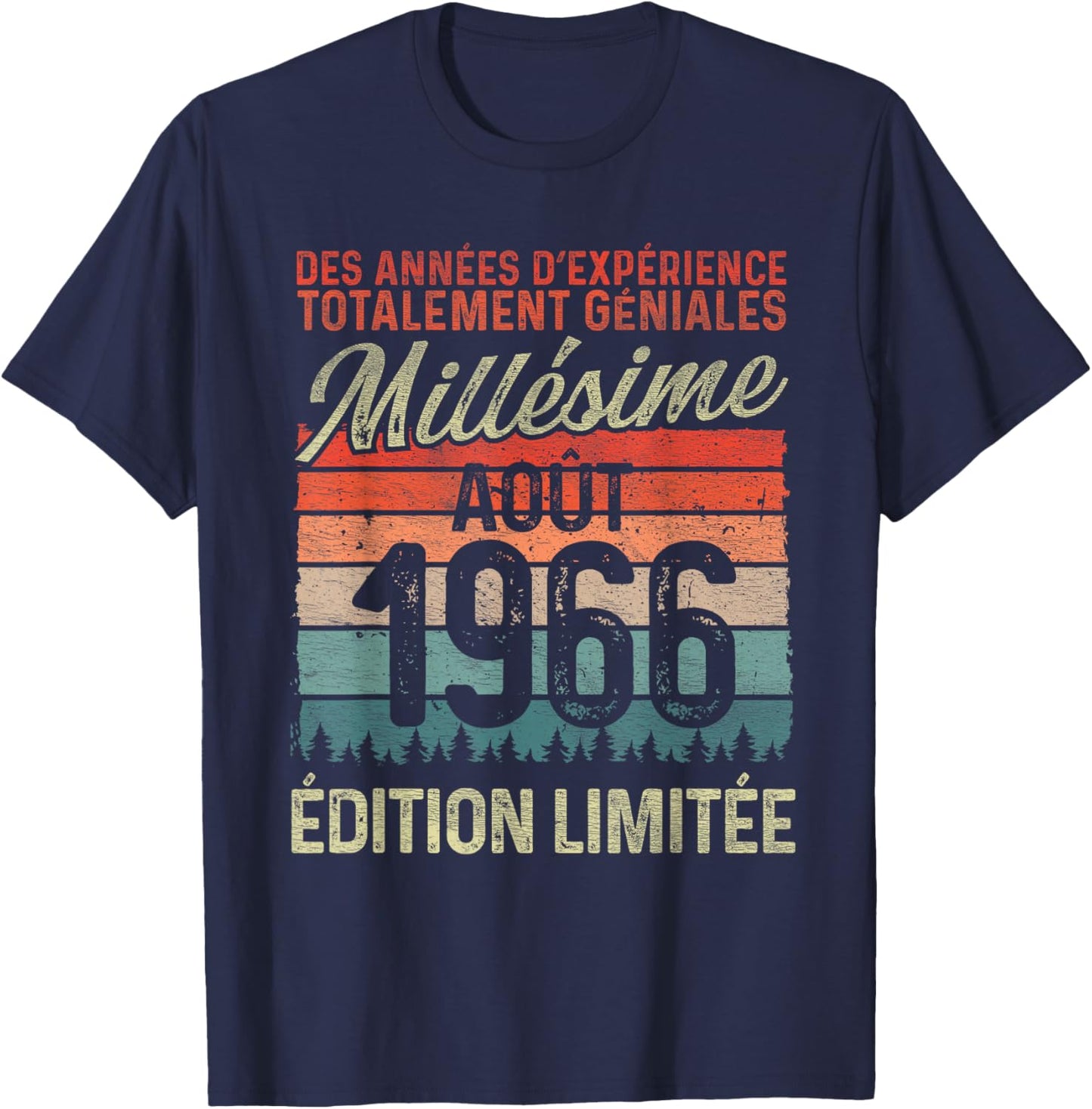 60 Years Anniversary Man Vintage Made in August 1966 T-Shirt - T-Shirt | Navy