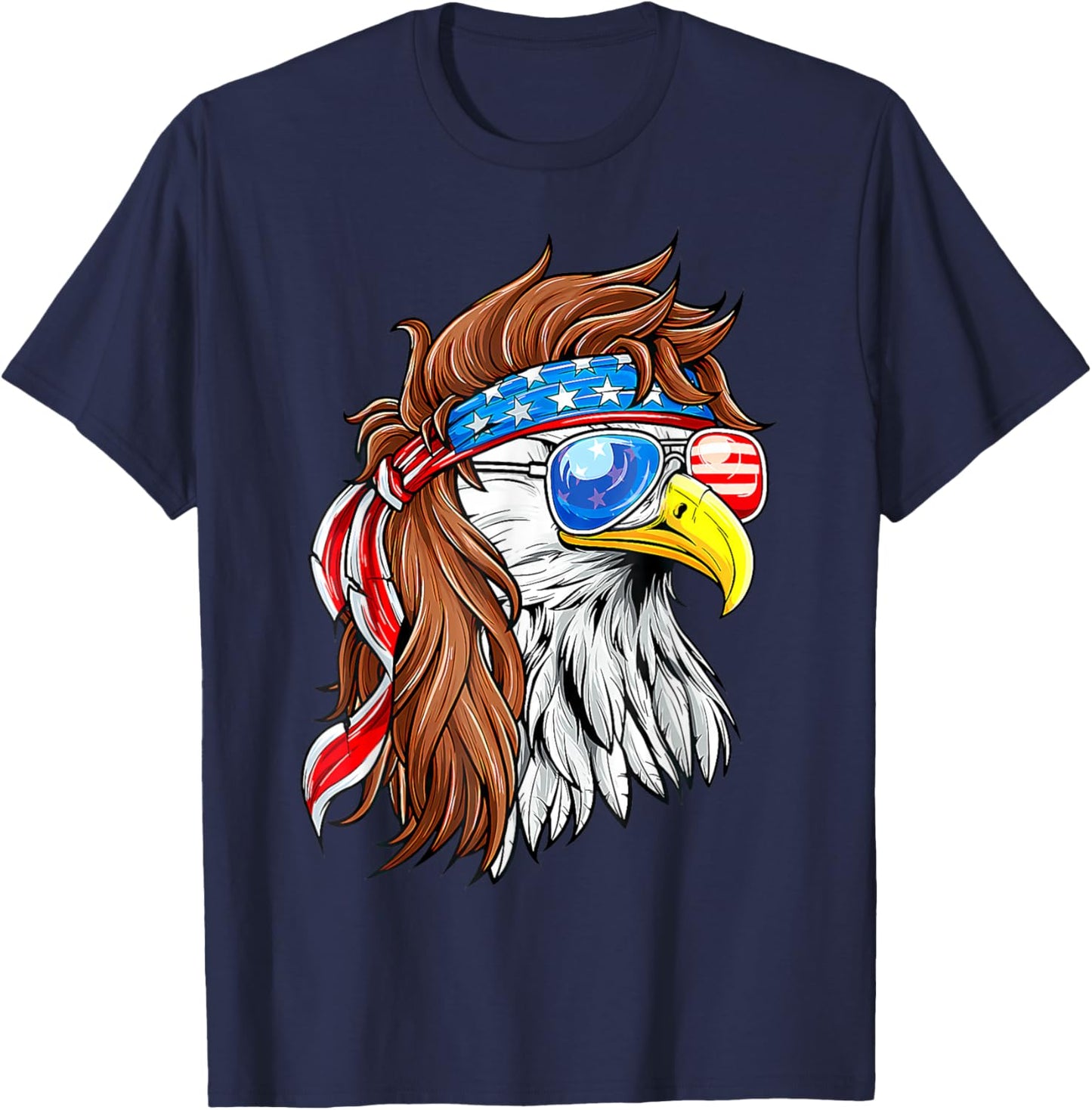 Patriotic Bald Eagle Mullet Usa American Flag 4Th Of July T-Shirt - T-Shirt | Navy