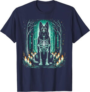 Cool German Shepherd Skeleton Halloween Dog Mom Dad T-Shirt - T-Shirt | Navy