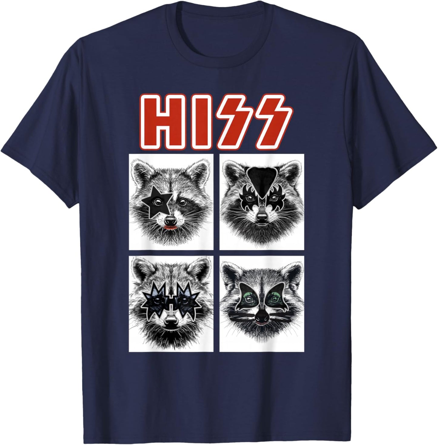 Raccoon Rock Music Band Concert Men Women Kids Funny Raccoon T-Shirt - T-Shirt | Navy