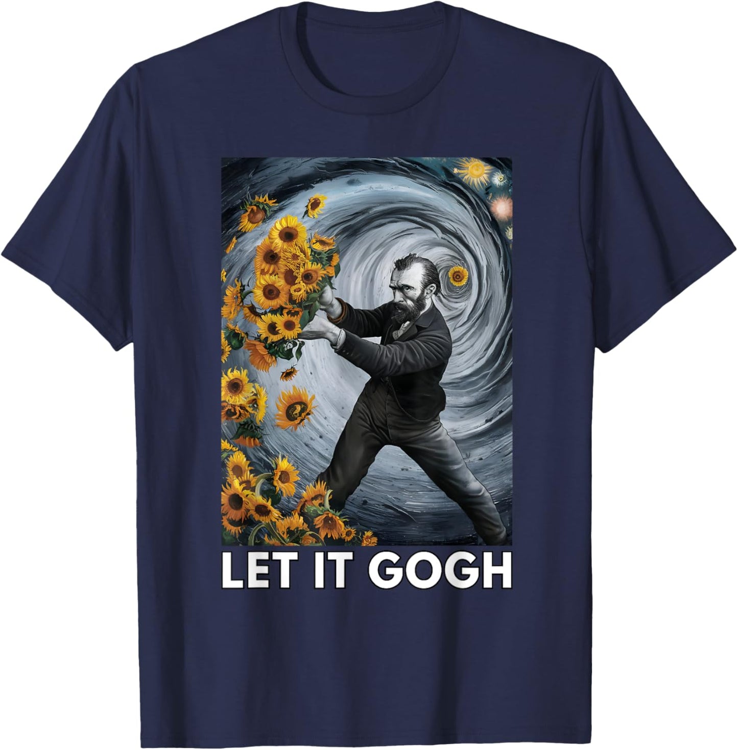 Let It Gogh Vincent Van Gogh Artist Funny Image T-Shirt - T-Shirt | Navy
