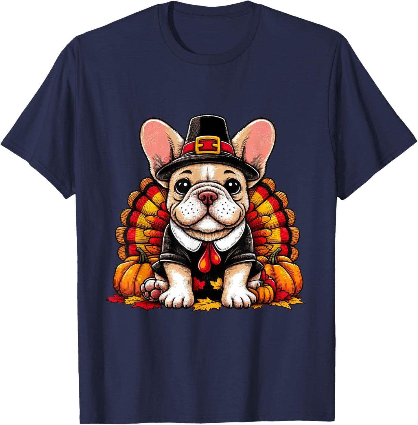 French Bulldog Thanksgiving Costume Dog Frenchie T-Shirt - T-Shirt | Navy