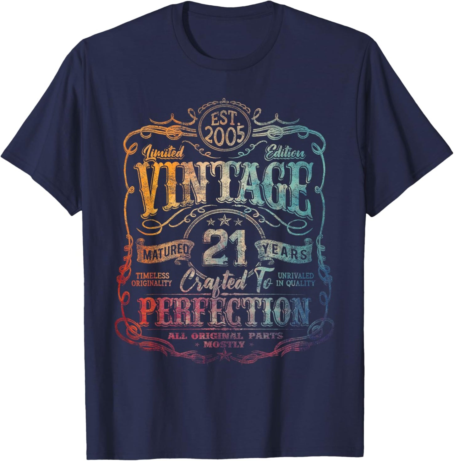 Vintage 2005 Limited Edition Shirt 21 Year Old 21st Birthday T-Shirt - T-Shirt | Navy