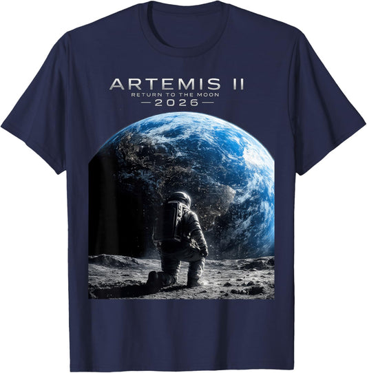 Artemis II Rocket Space Launch Back to The Moon Mission 2026 T-Shirt - T-Shirt | Navy