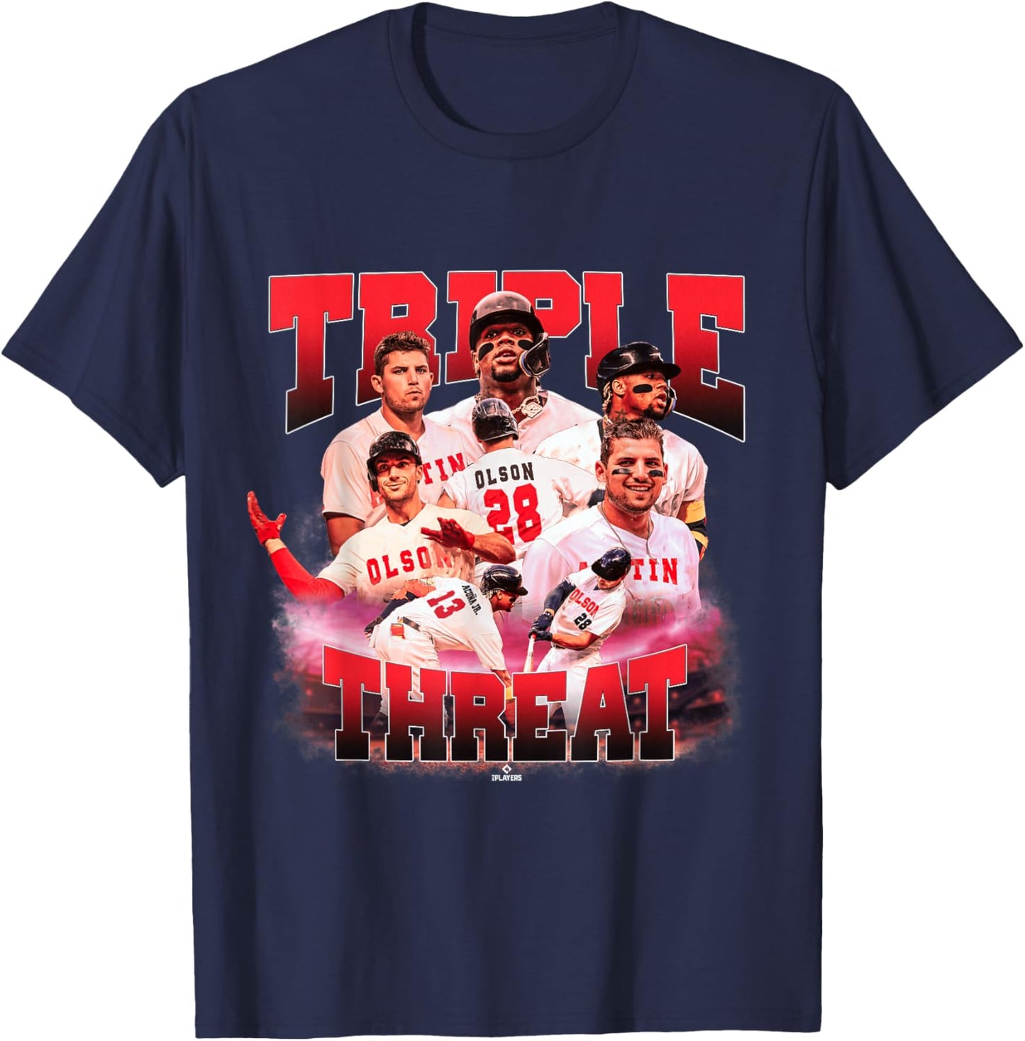 Acuna Jr., Olson & Riley | Atlanta MLB Players | TRIO4002 T-Shirt - T-Shirt | Navy