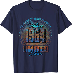 Vintage 1964 Limited Edition Shirt 62 Year Old 62nd Birthday T-Shirt - T-Shirt | Navy