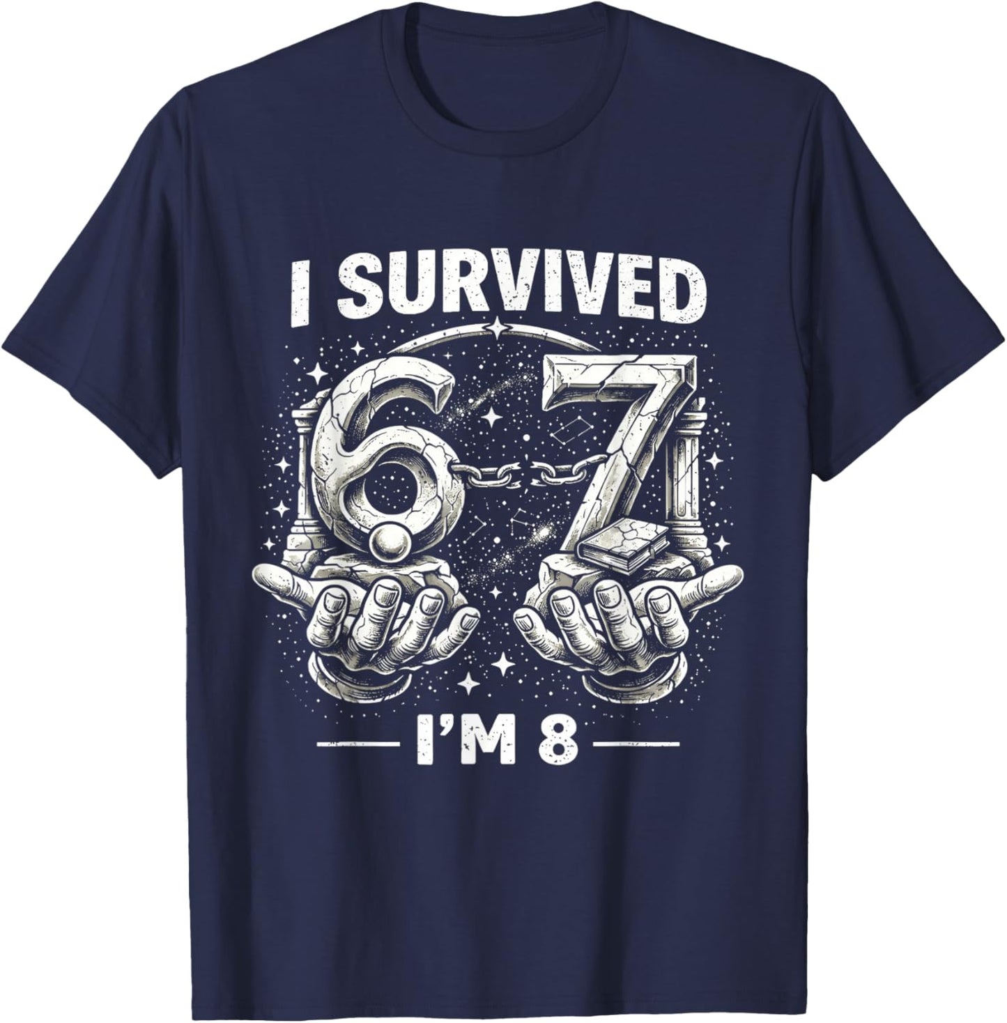 8 Year Old Boys Birthday Outfit 67 Meme Girls 8th Birthday T-Shirt - T-Shirt | Navy