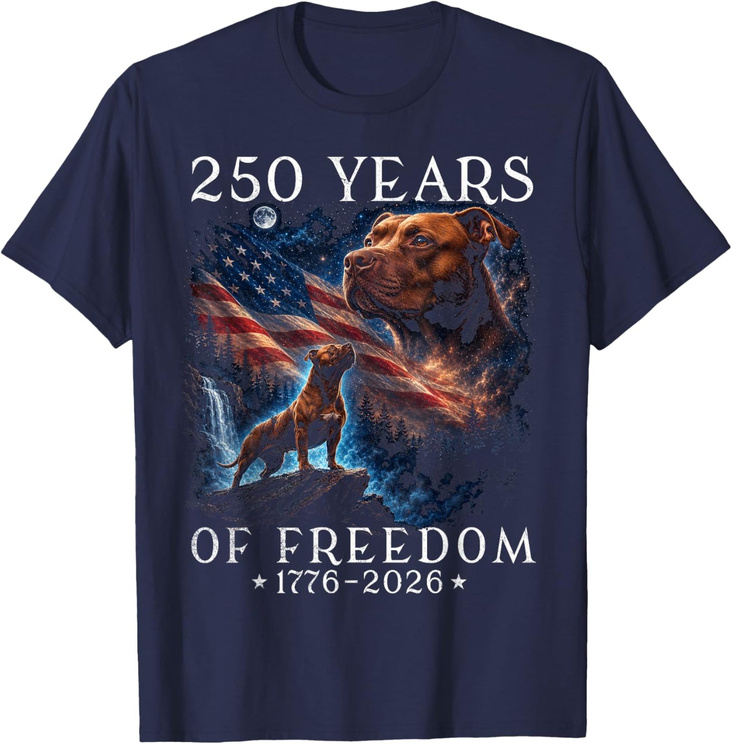 250th Anniversary USA Pitbull T-Shirt - T-Shirt | Navy