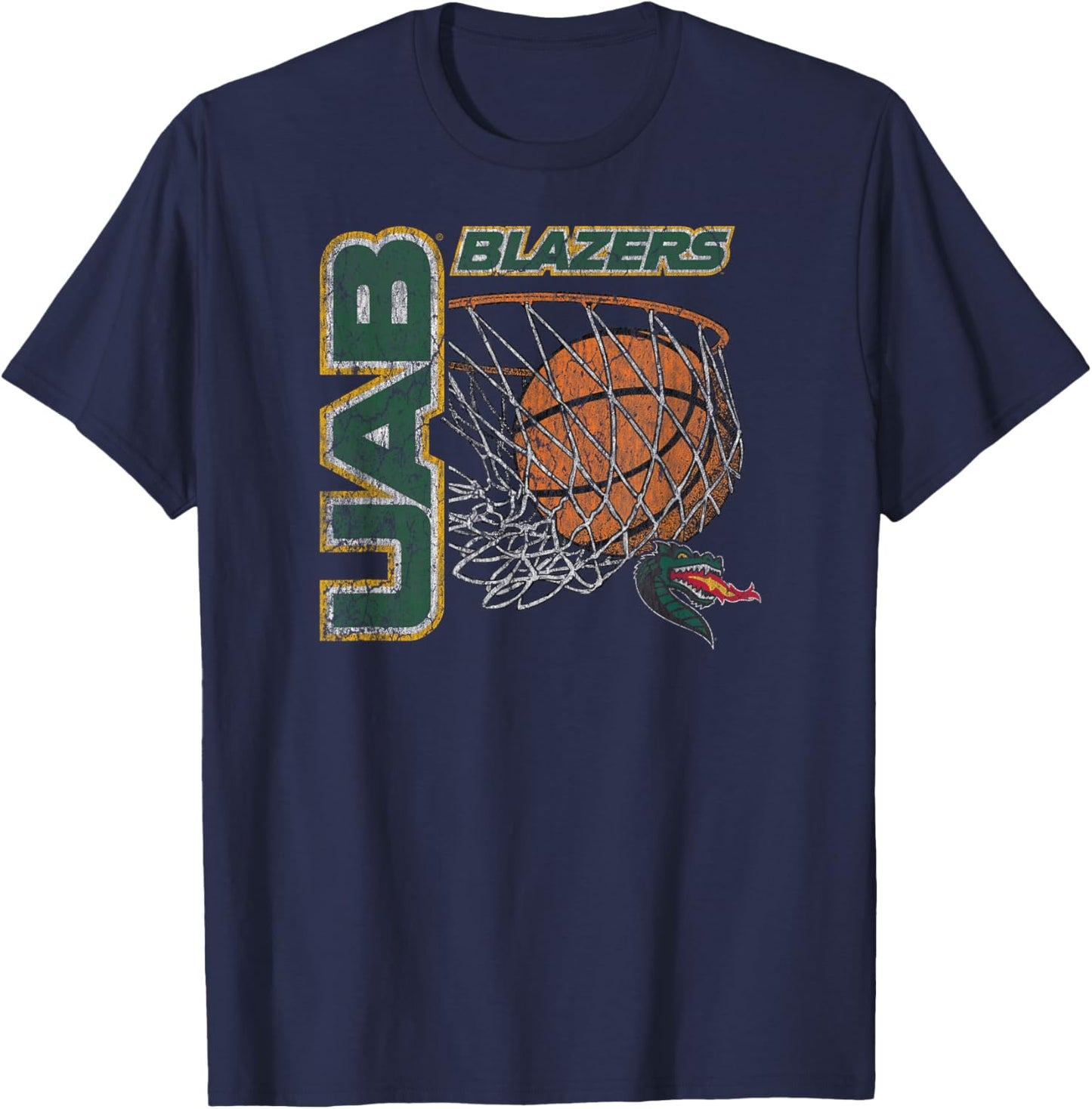 Alabama Birmingham Blazers Vintage Basketball 90's Green T-Shirt - T-Shirt | Navy