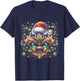 Fleur De-Lis Christmas Ornament with Santa Hat Xmas Lights T-Shirt - T-Shirt | Navy