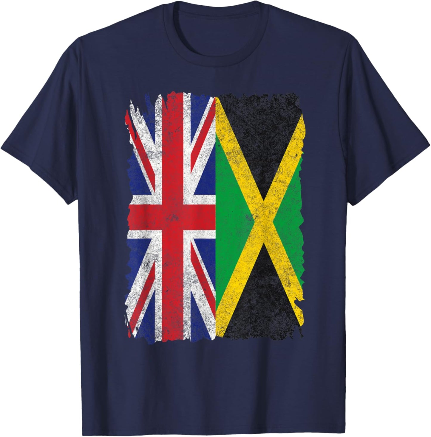 Half Britain And Jamaican British UK Jamaica Flag Men Women T-Shirt - T-Shirt | Navy