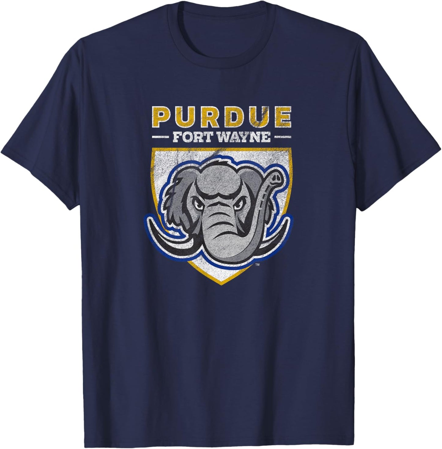 Purdue University Fort Wayne Mastodons Distressed Primary T-Shirt - T-Shirt | Navy