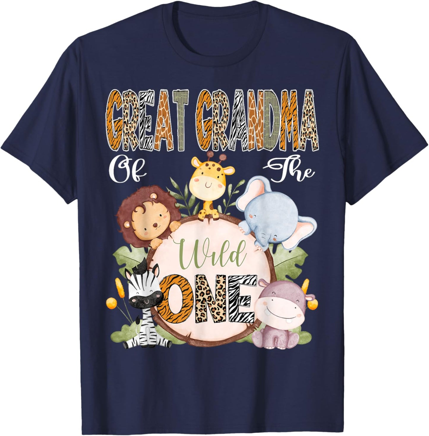 Great Grandma Of The Wild One 1St Birthday Safari Woodland T-Shirt - T-Shirt | Navy