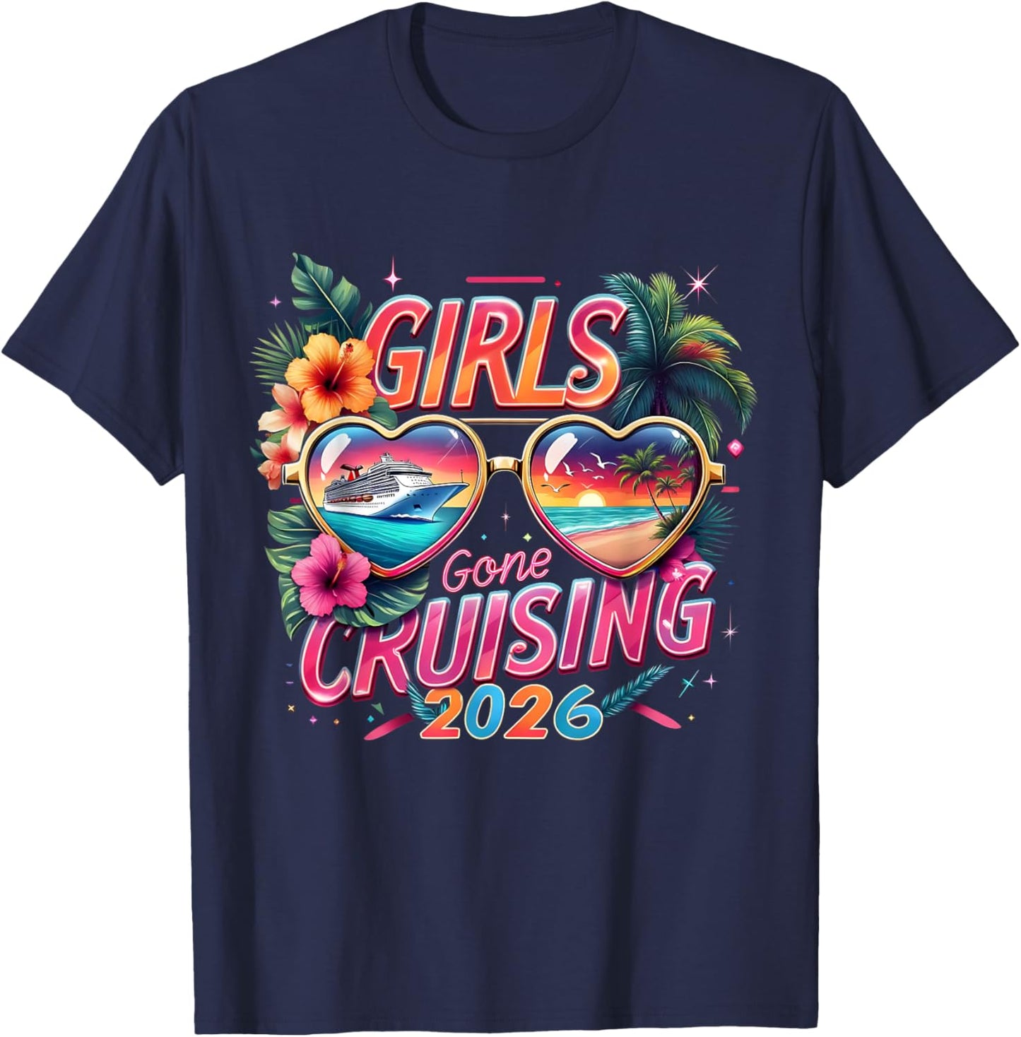 Girls Gone Cruising 2026 Tropical Trip T-Shirt - T-Shirt | Navy