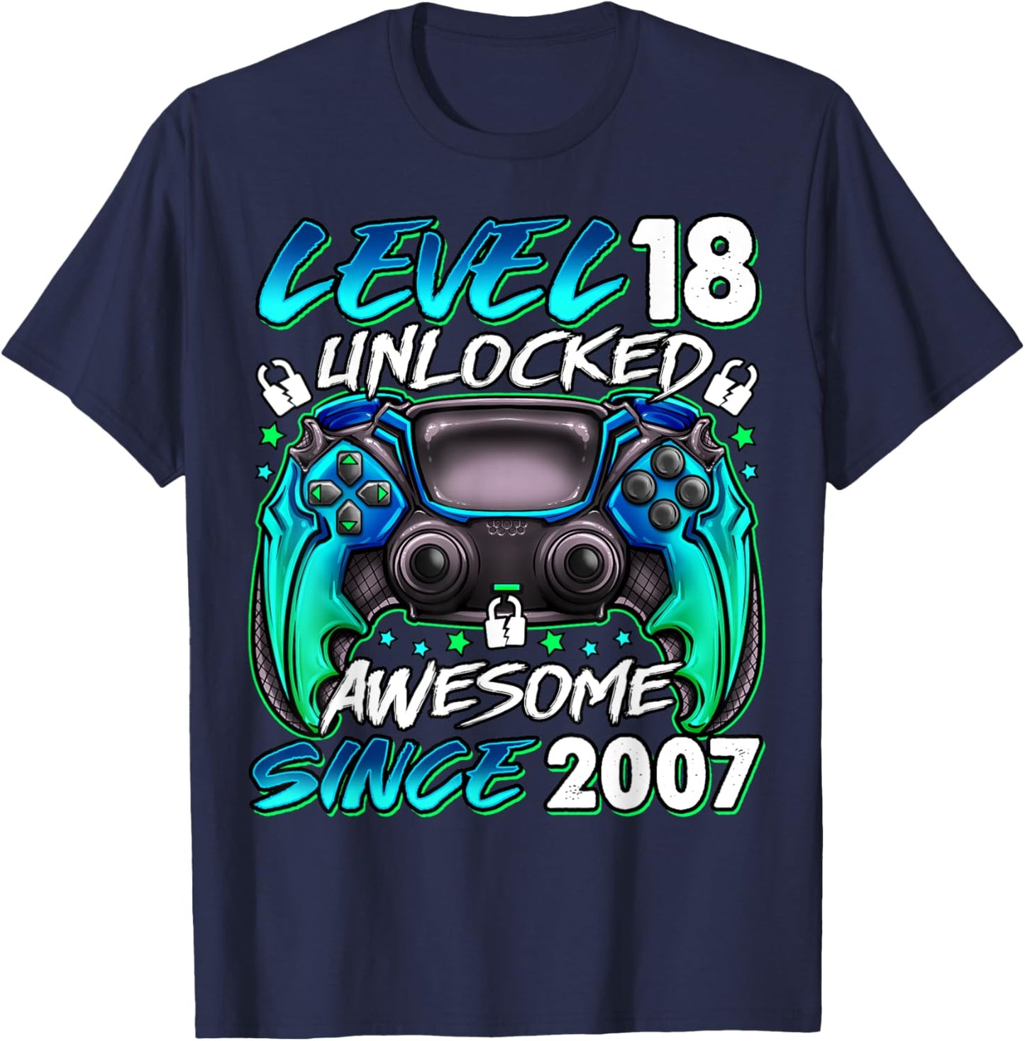 Level 18 Unlocked 18 Year Old Gifts Boys 18th Birthday Boy T-Shirt - T-Shirt | Navy