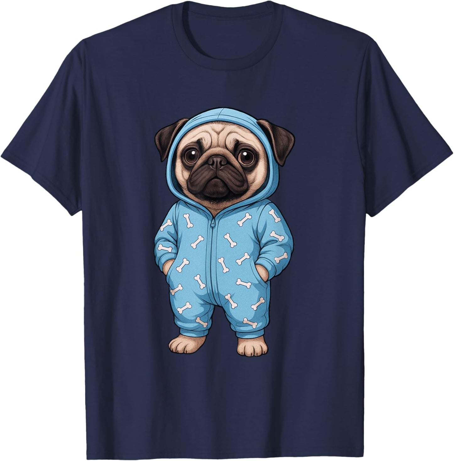 Dog Pug Sleepy Pug Lover Women Men Kids T-Shirt - T-Shirt | Navy