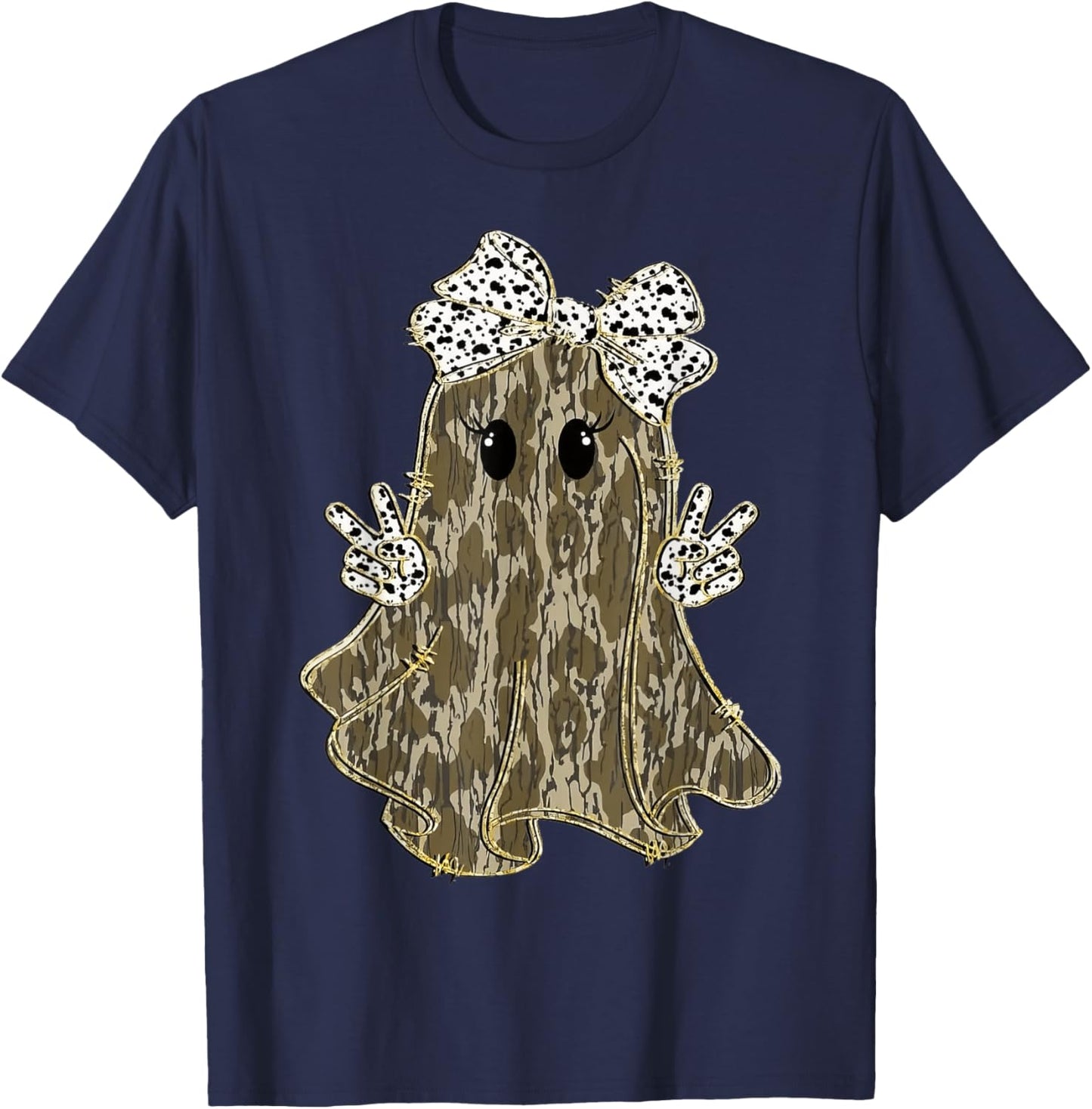 Funny Halloween Camouflage Camo Ghost Hello Hunting Season T-Shirt - T-Shirt | Navy