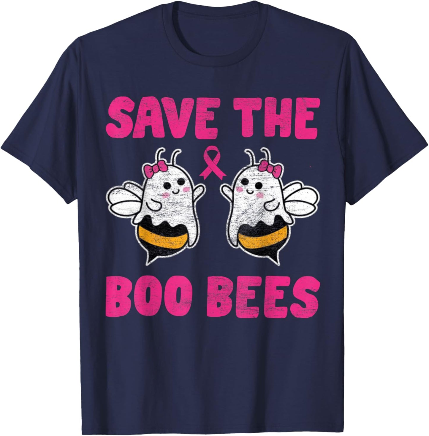Save The Boo bees Breast Cancer Awareness Halloween Women T-Shirt - T-Shirt | Navy