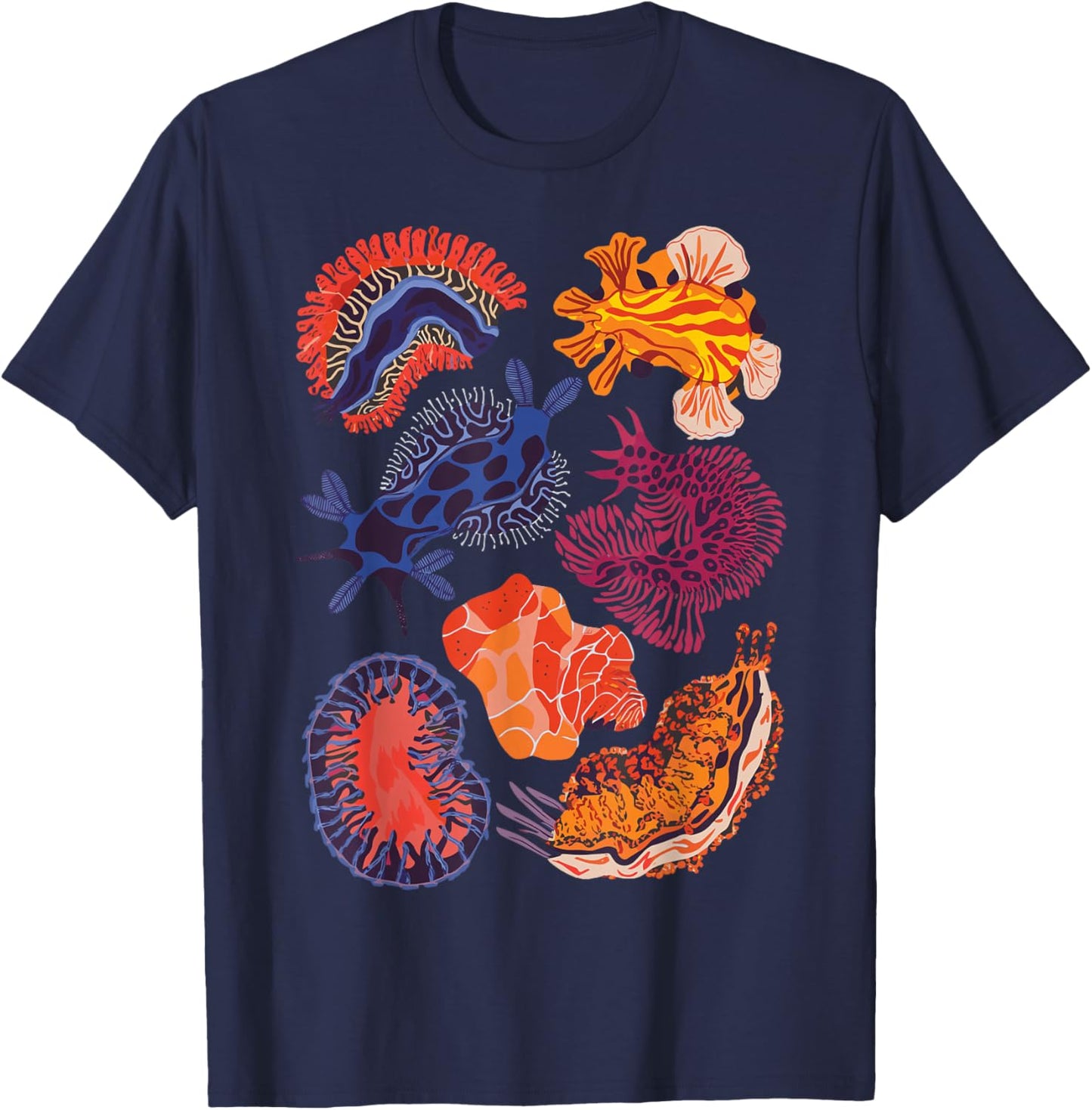 Sea Slugs Nudibranch Marine Animal Biologist Aquarist T-Shirt - T-Shirt | Navy