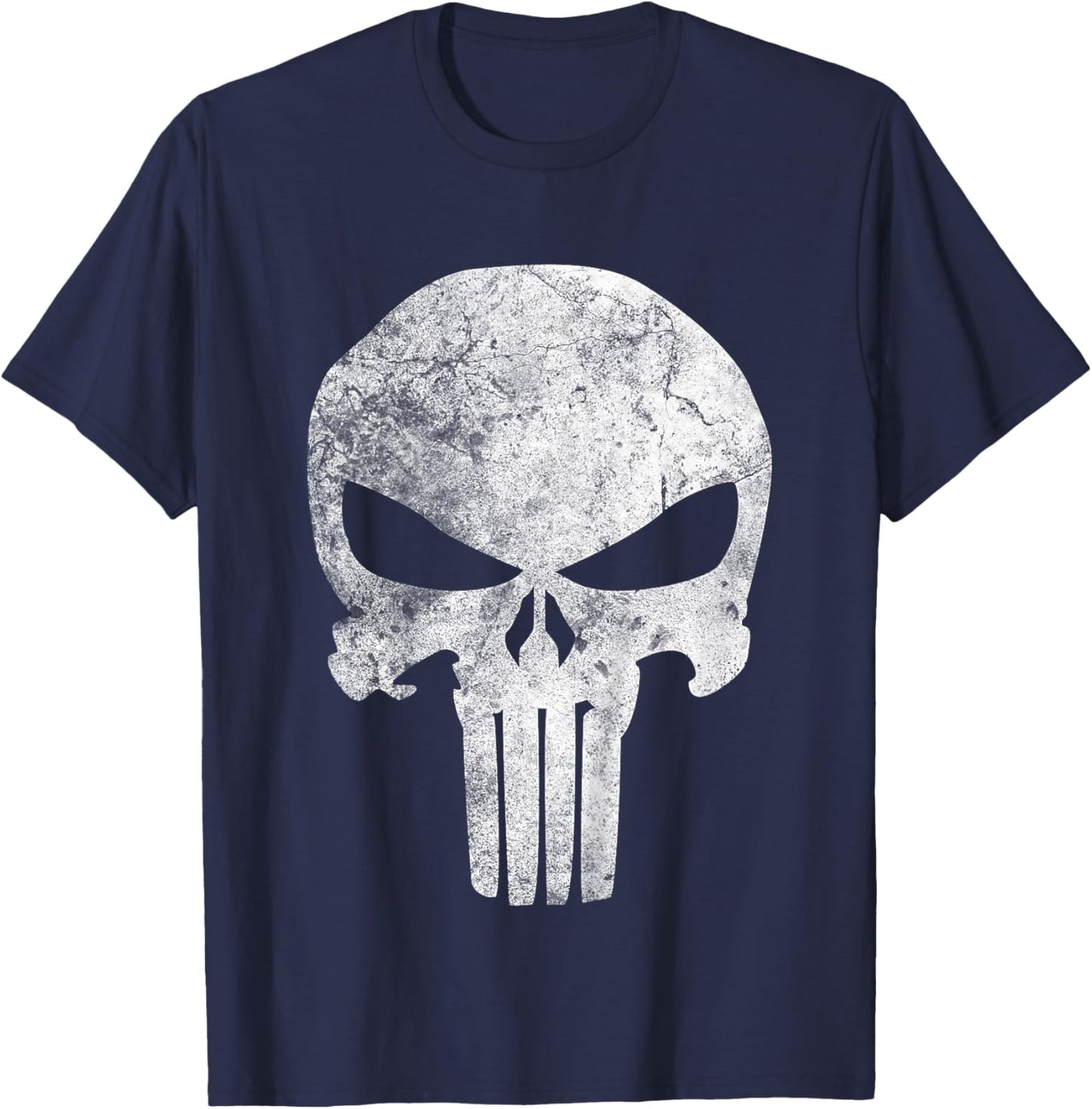 Marvel Comics Punisher Skull Symbol Distressed T-Shirt - T-Shirt | Navy