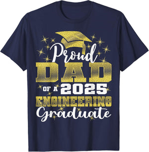 Super Proud Dad of 2025 Engineering Graduate Family T-Shirt - T-Shirt | Navy
