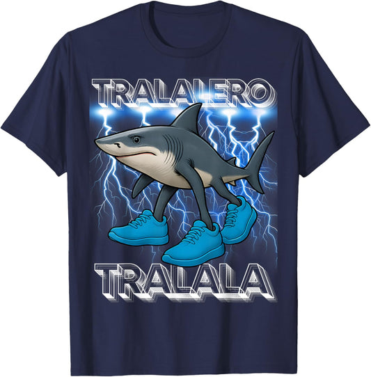 Tralalero Tralala Italian Brainrot Meme Funny Shark for Kids T-Shirt - T-Shirt | Navy