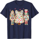 Colorful Coquette Bow Floral Nutcracker Christmas Tree Girly T-Shirt - T-Shirt | Navy