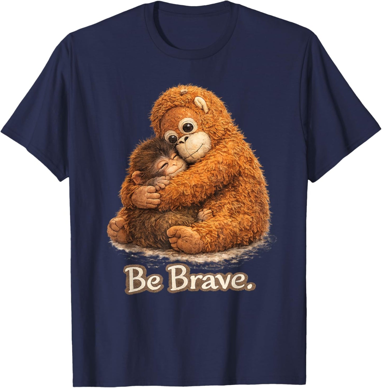 Cute Baby Monkey Punch with his Orangutan Stuffed Toy T-Shirt - T-Shirt | Navy