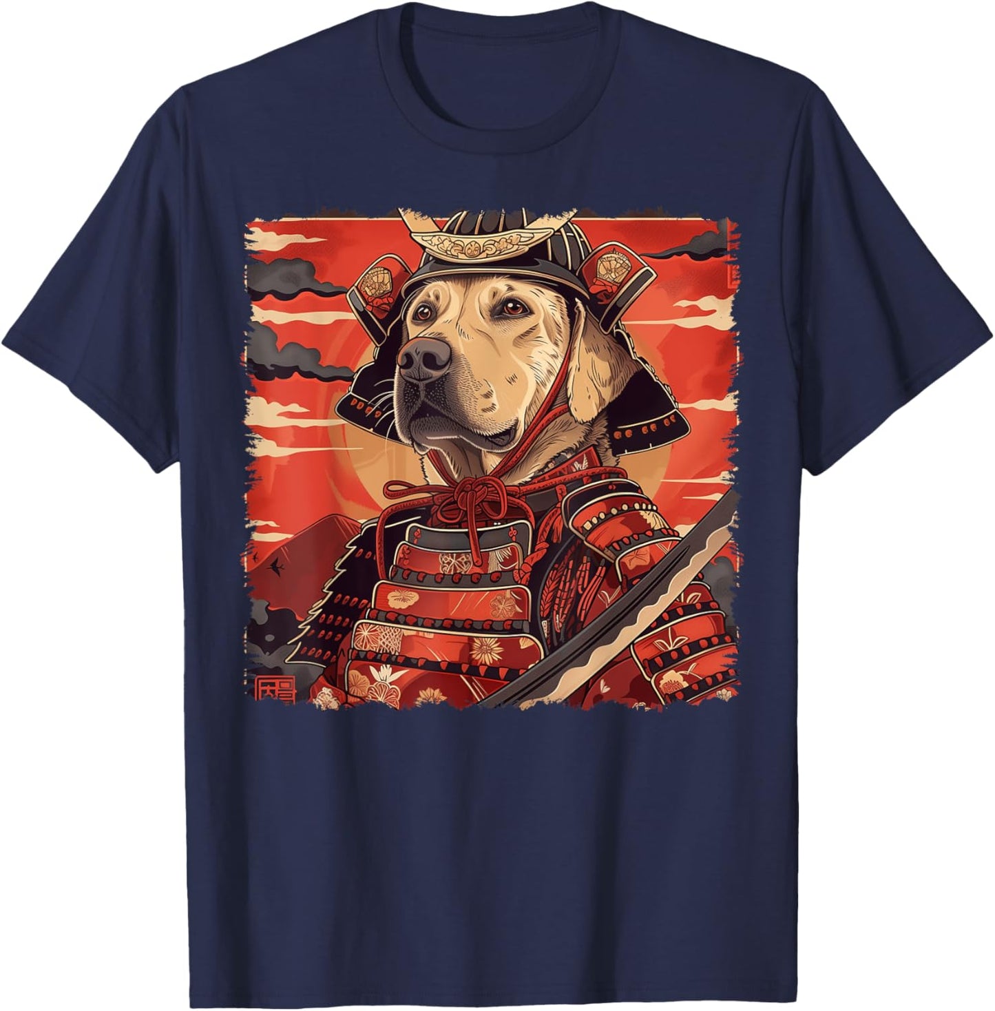 Labrador Retriever Dog Lab Japanese Samurai Ukiyo-e Vintage Men Women Kids T-Shirt - T-Shirt | Navy