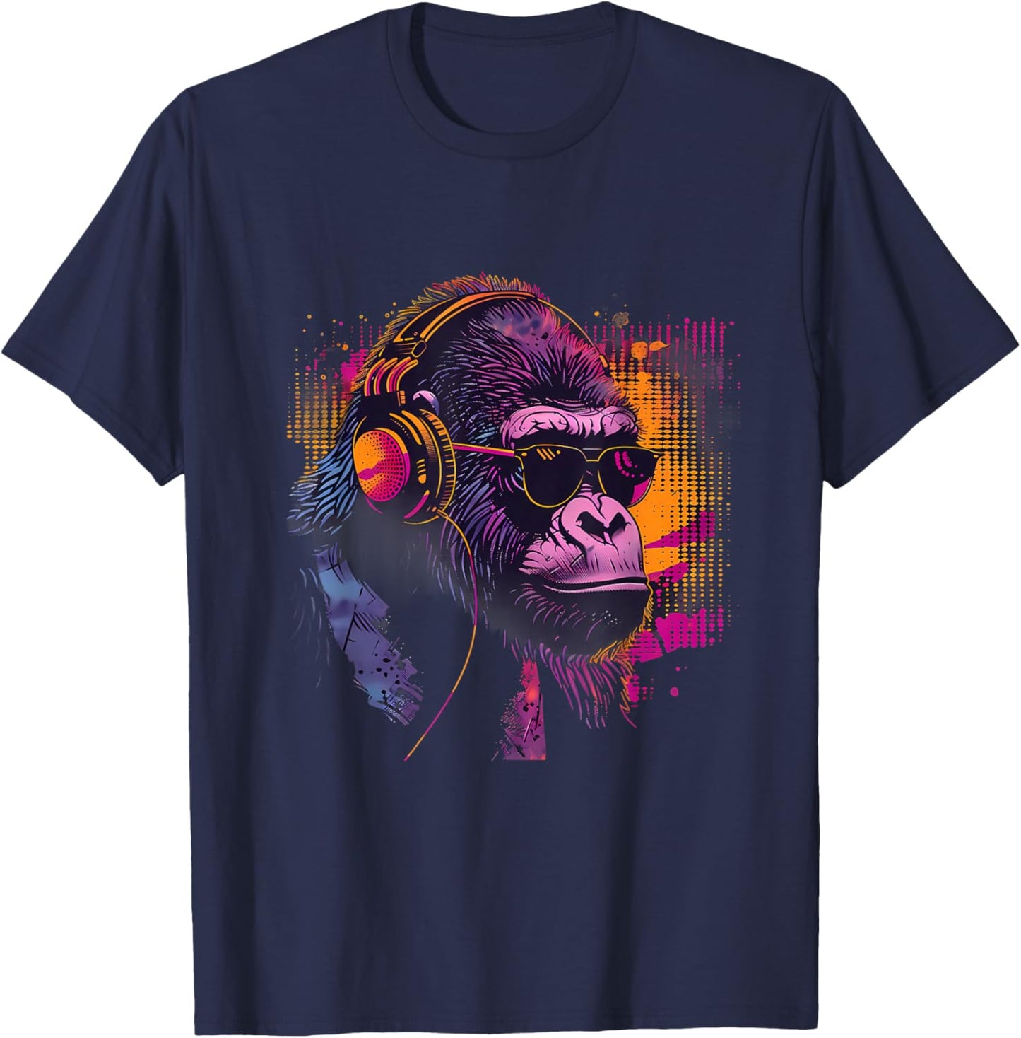 Gorilla Music DJ EDM Beatmaker Music Headphones Techno T-Shirt - T-Shirt | Navy