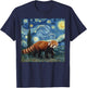 Red Panda Van Gogh Starry Night Painting Animal Art Design T-Shirt - T-Shirt | Navy