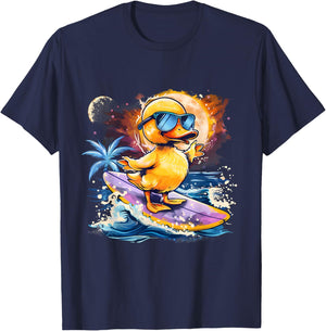 Rubber Duck Surfing Summer Beach Rubber Duckie Surfer T-Shirt - T-Shirt | Navy