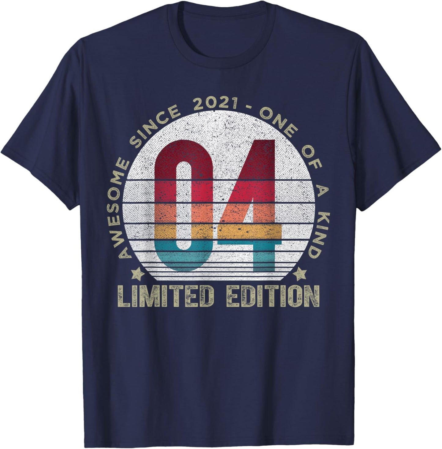 4 Year Old Gifts Vintage 2021 Limited Edition 4th Birthday T-Shirt - T-Shirt | Navy