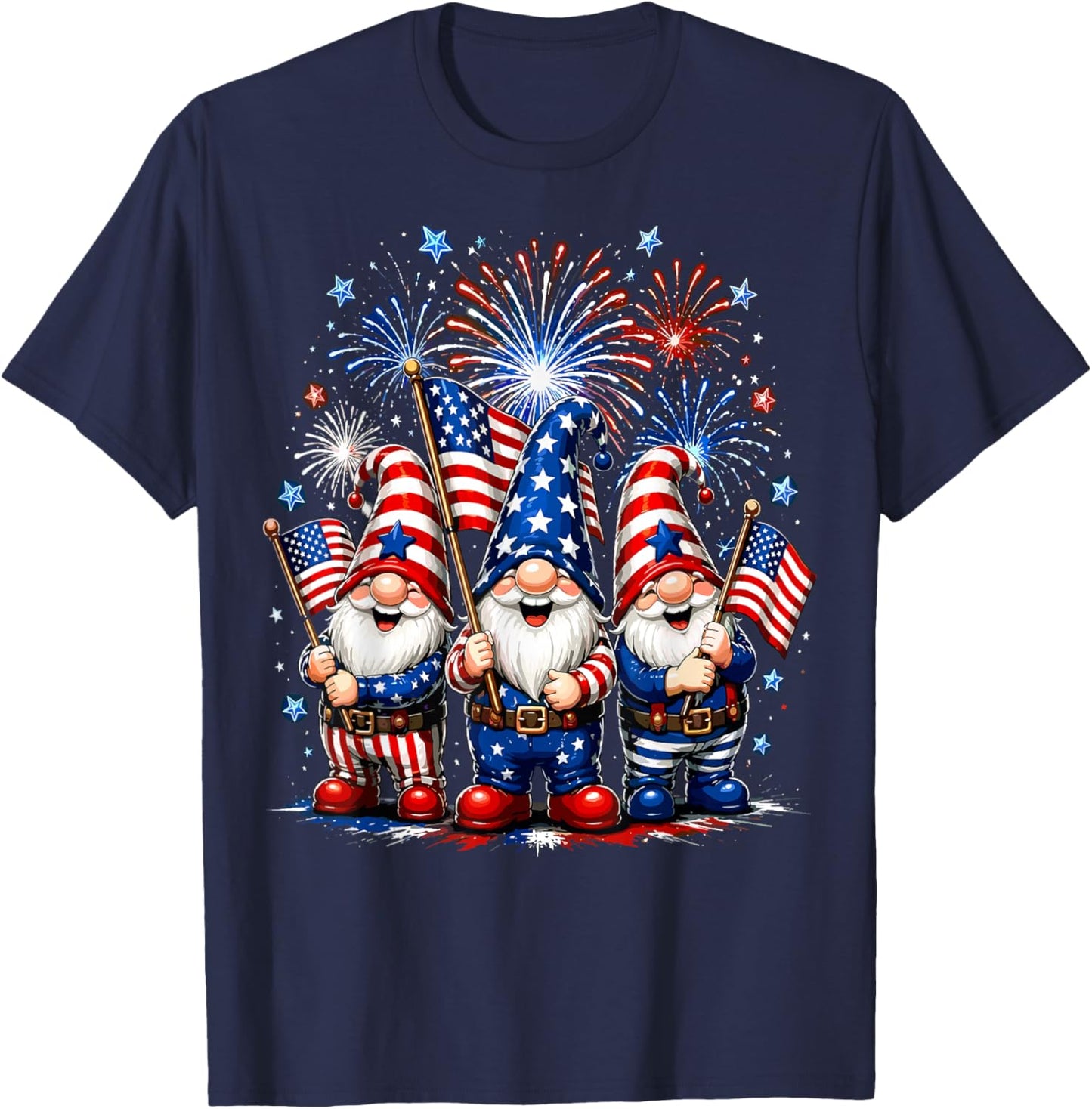 4th of July Funny Gnomes T-Shirt - T-Shirt | Navy
